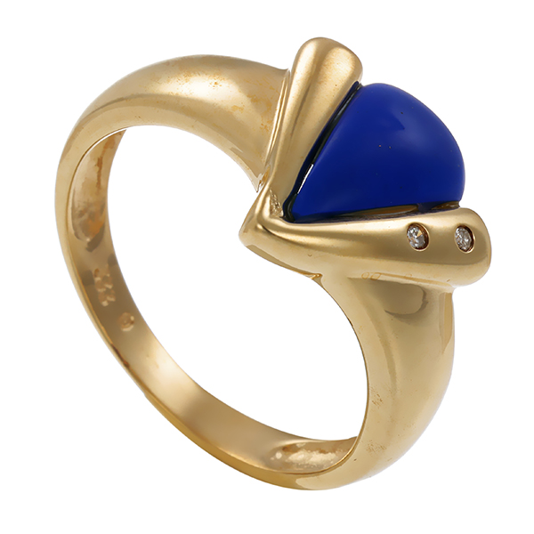 Ring, 8K, Gelbgold, Lapis, Diamanten