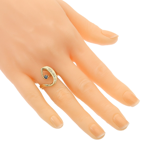 Ring, 14K, Gelbgold, Saphir, Diamanten