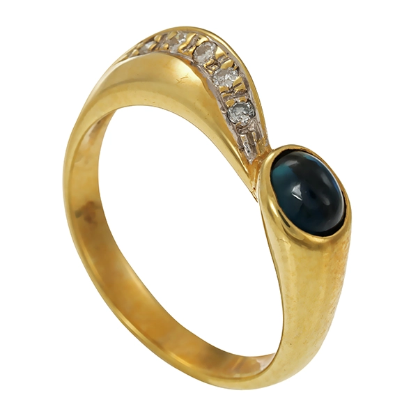 Ring, 14K, Gelbgold, Brillant, Saphir