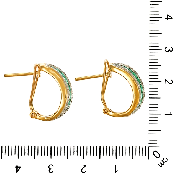 Clip-Stecker, 9K, Gelb-/Weißgold, Smaragd, Diamant