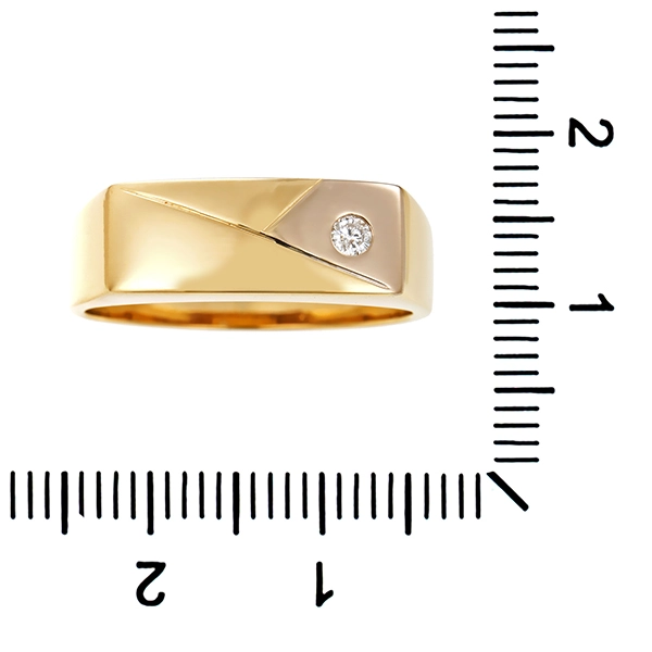 Herrenring, 14K, Gelb-/Weißgold, Brillant