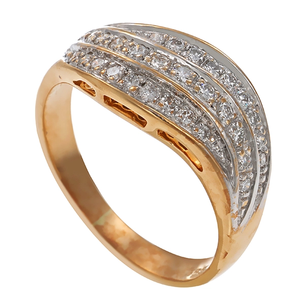 Diamantring, 14K, Gelb-/Weißgold, Brillanten 0,29 ct