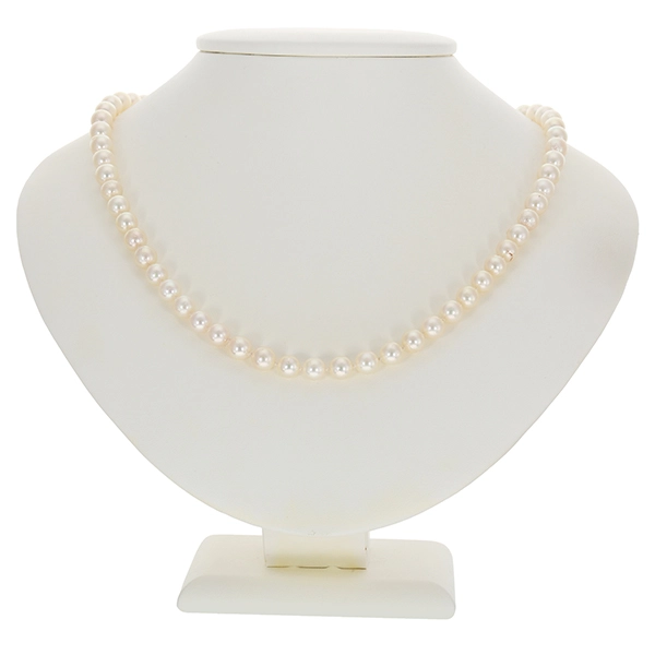 Perlenkette 14K, Gelbgold, Perlen, Diamanten