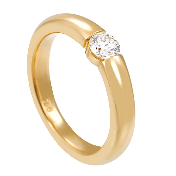 Diamantring, 18K, Gelbgold, Brillant 0,33 ct