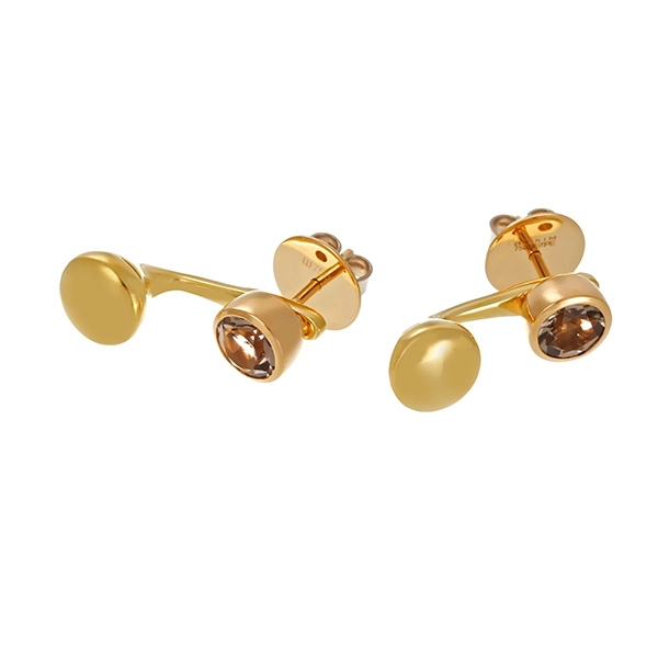 Ohrstecker, 18K, Gelbgold, Rauchquarz