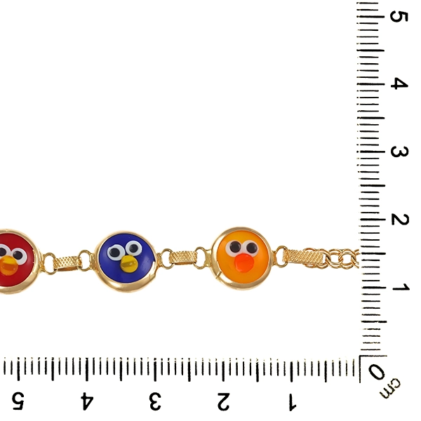 Kinderarmband, 14K, Gelbgold, Muranoglas