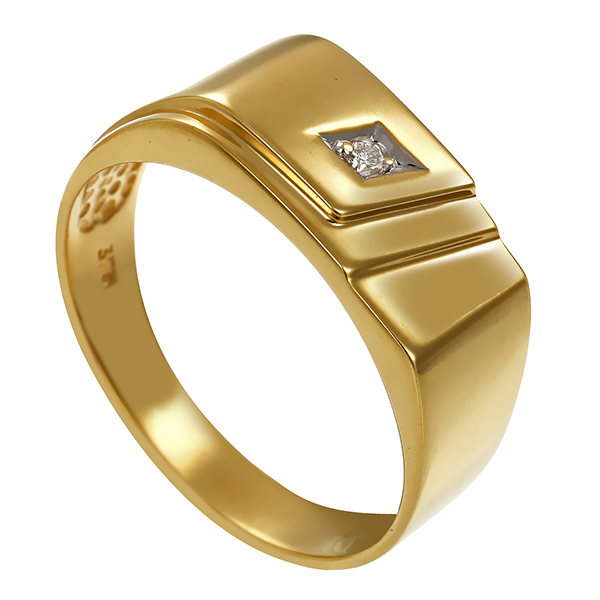 Herrenring, 9K, Gelbgold, Brillant