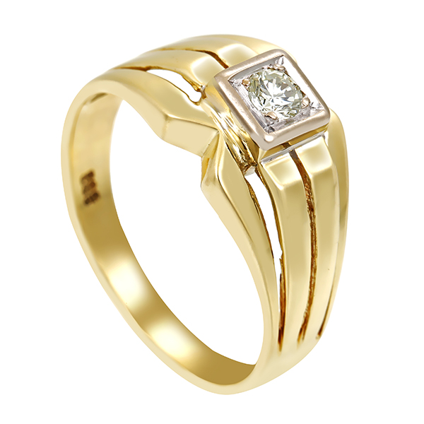 Diamantring, 14K, Gelb-/Weißgold, Brillant 0,10 ct