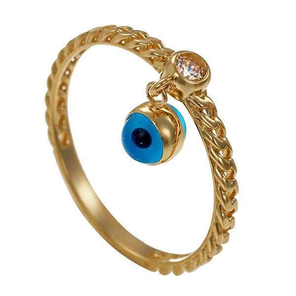Ring, 14K, Gelbgold, Schmuckstein, Zirkonia