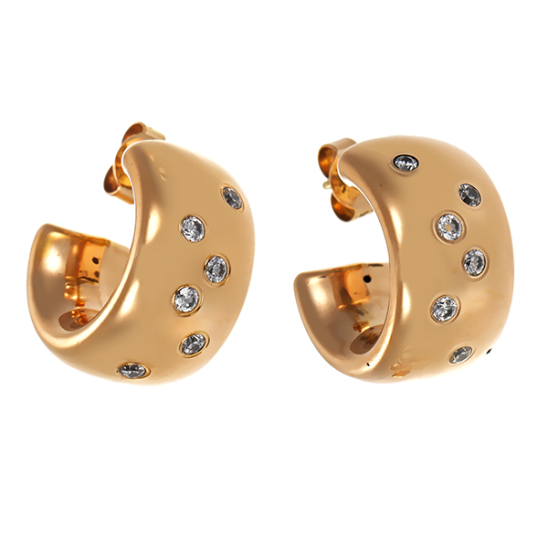 Steckcreolen, 9K, Gelbgold, Zirkonia