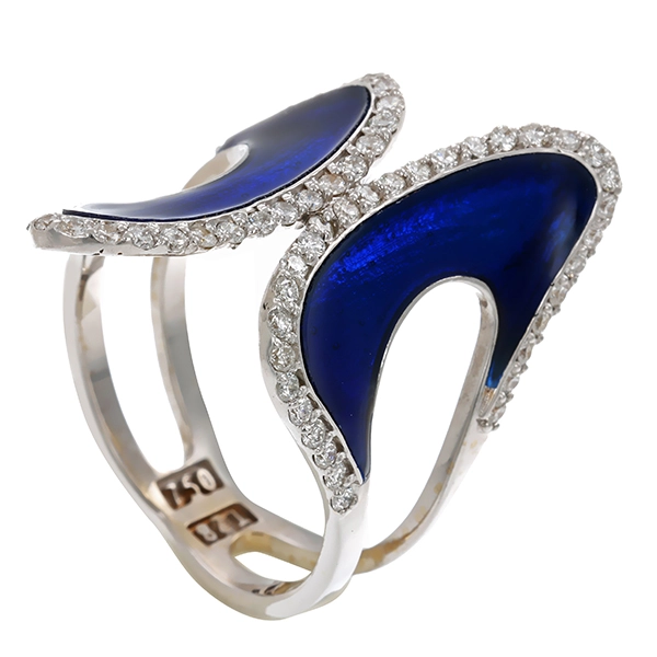 Ring, 18K, Weißgold, Brillanten, Emaille