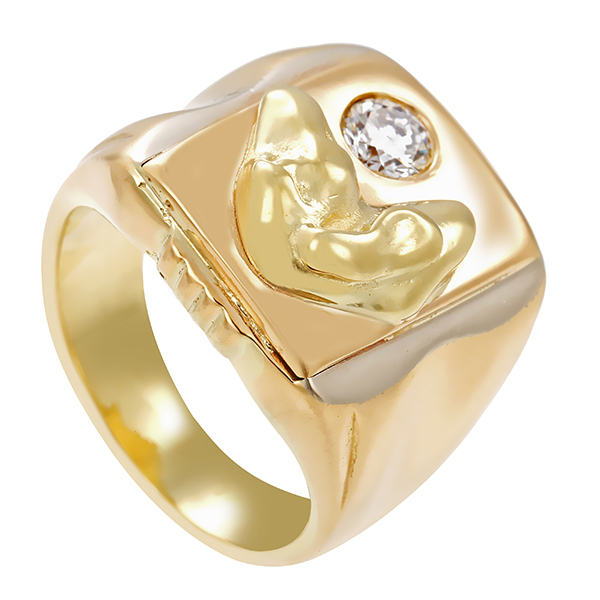 Herrenring, 14K, Gelbgold, Brillant 0,40 ct