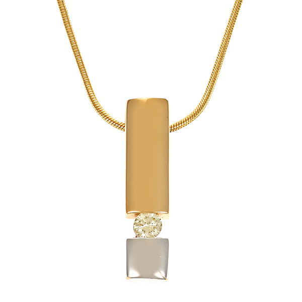 Collier, 14K, Gelb-/Weißgold, Brillant 0,10 ct