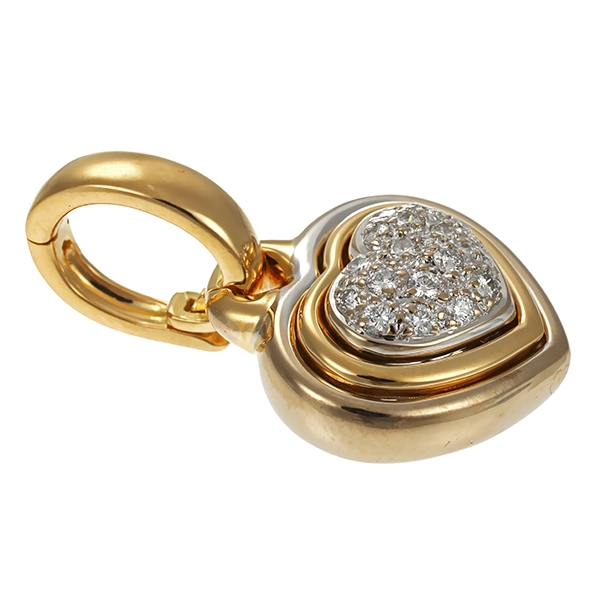 Anhänger, 18K, Gelb-/Weißgold, Brillanten, Herz