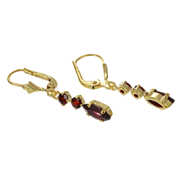 Ohrhänger, 8K, Gelbgold, Granat