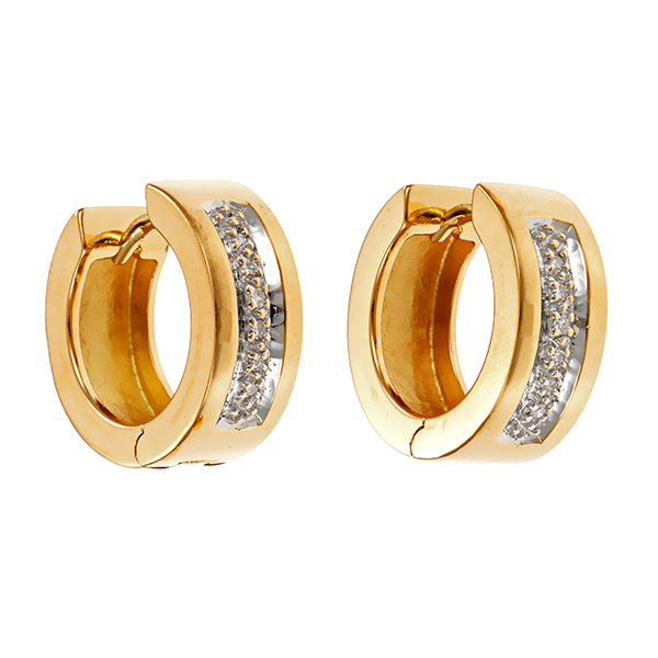 Creolen, 14K, Gelb-/Weißgold, Diamanten