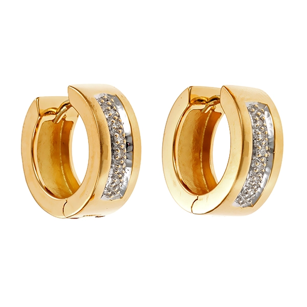 Creolen, 14K, Gelb-/Weißgold, Diamanten