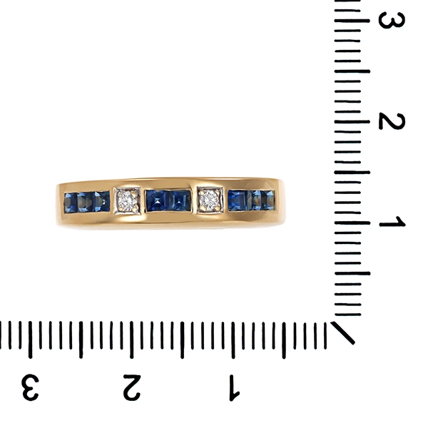 Ring, 14K, Gelb-/Weißgold, Saphire, Brillanten