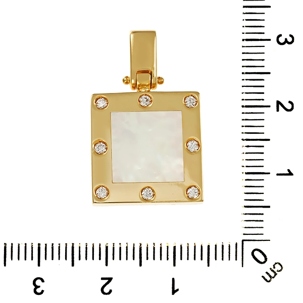 Anhänger, 18K, Gelbgold, Perlmutt & Zirkonia