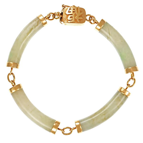 Armband, 14K, Gelbgold, Jade