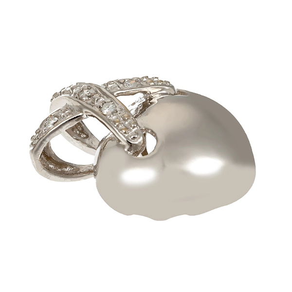 Anhänger, 14K, Weißgold, Diamanten, Herz