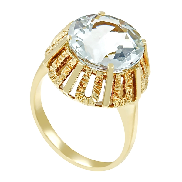 Ring, 14K, Gelbgold, Aquamarin