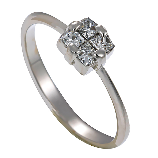 Diamantring, 14K, Weißgold, Diamant