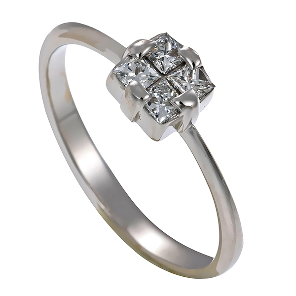 Diamantring, 14K, Weißgold, Diamant