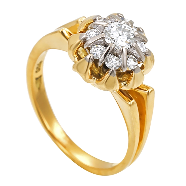 Diamantring, 18K, Gelb-/Weißgold, Brillanten 0,41 ct