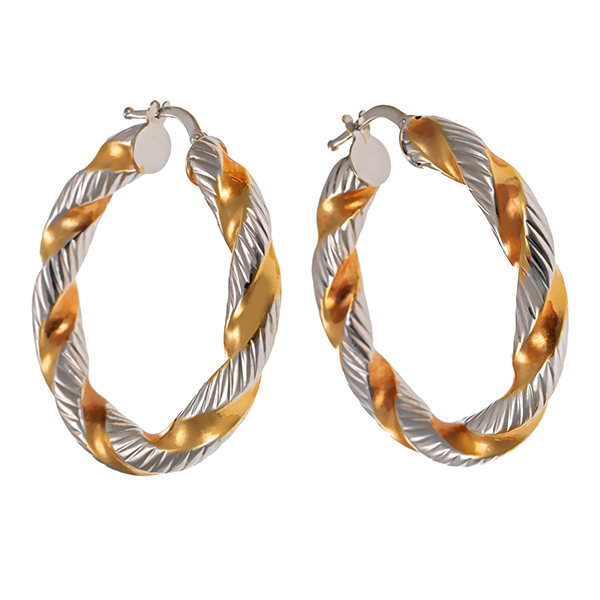Creolen, 14K, Gelb-/Weißgold