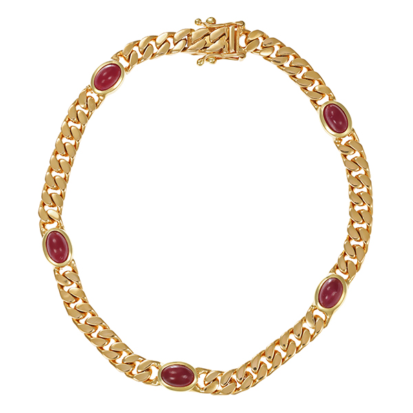 Armband, 14K, Gelbgold, Rubine, Panzer-