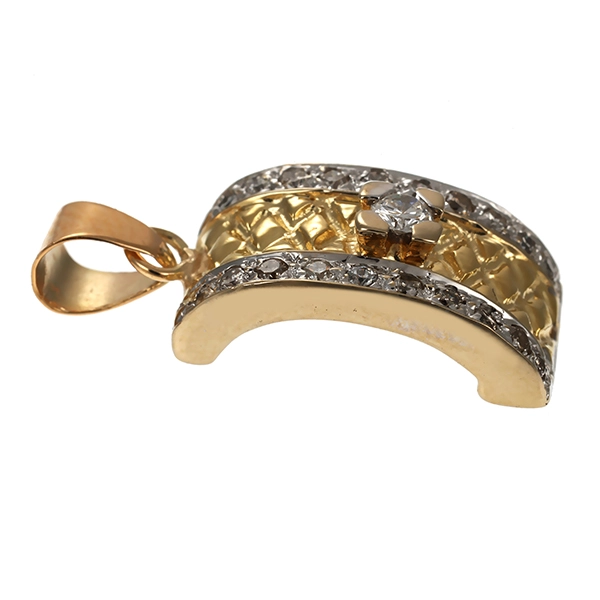 Anhänger, 14K, Gelb-/Weißgold, Brillanten