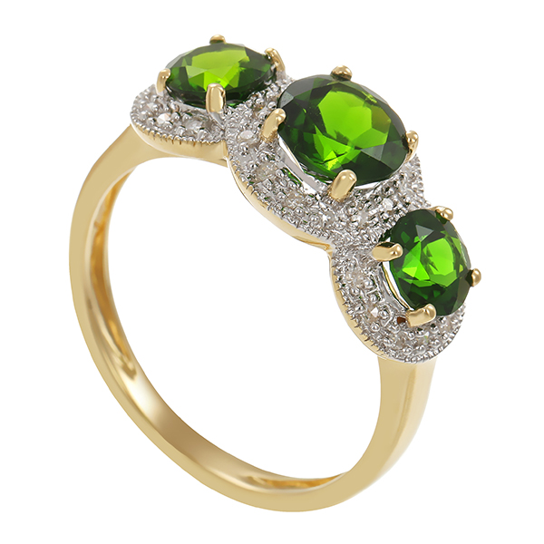 Ring, 14K, Gelb-/Weißgold, Diamant, Diopsid