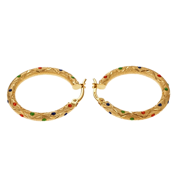 Creolen, 14K, Gelbgold, Emaille