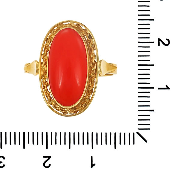 Ring, 18K, Gelbgold, Koralle