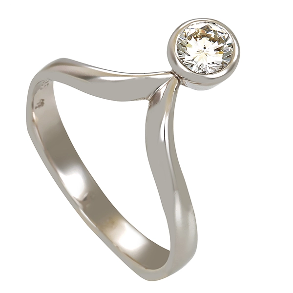 Ring, 14K, Weißgold, Brillant