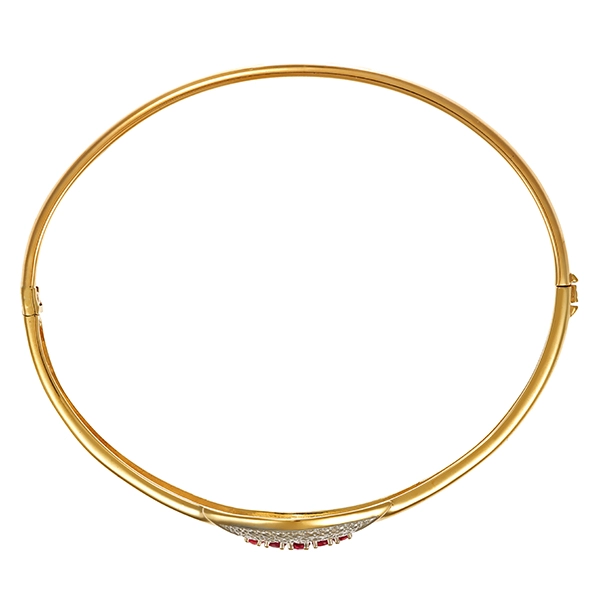Armreif, 14K, Gelb-/Weißgold, Rubine, Diamanten