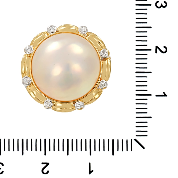 Ring, 18K, Gelbgold, Mabeperle, Brillanten