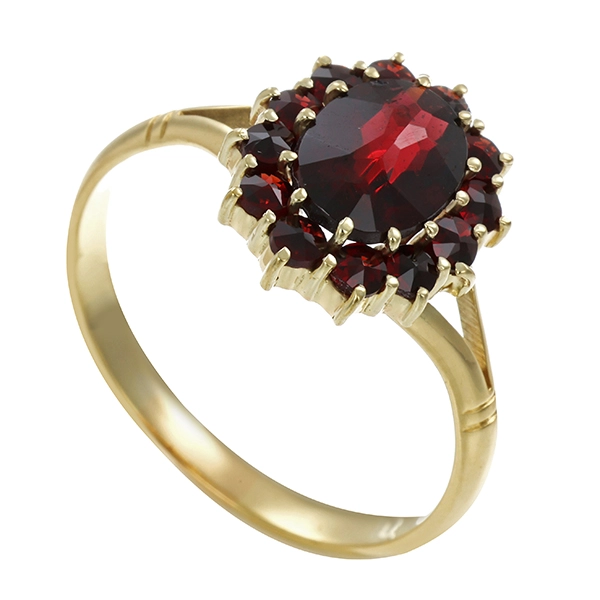 Ring, 14K, Gelbgold, Granat