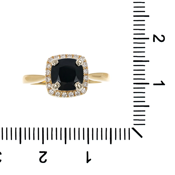 RIng, 14K, Gelbgold, Saphir, Brillanten