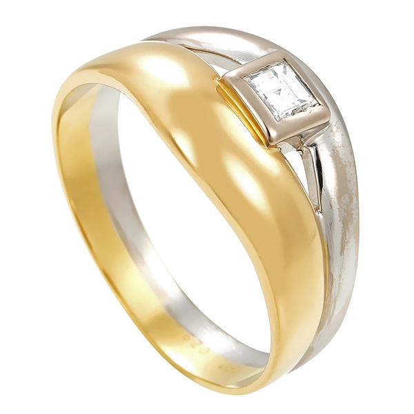 Diamantring, 18K, Gelb-/Weißgold, Diamant 0,29 ct