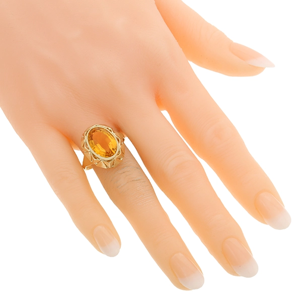 Ring, 14K, Gelbgold, Citrin