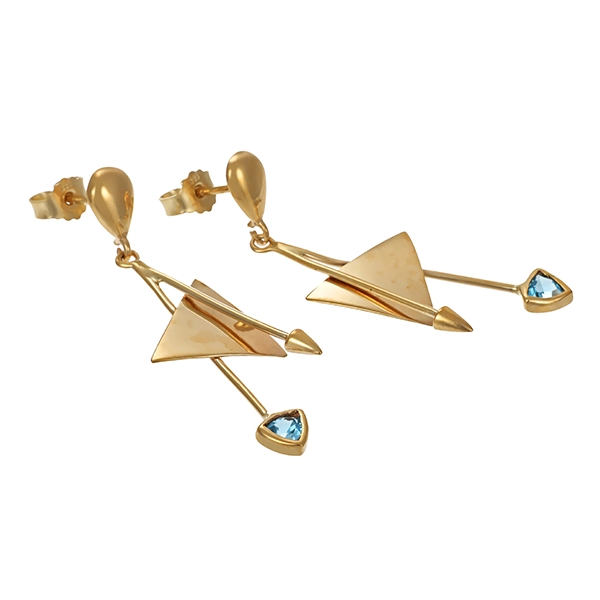 Ohrringe, 8K, Gelbgold, Topas blau