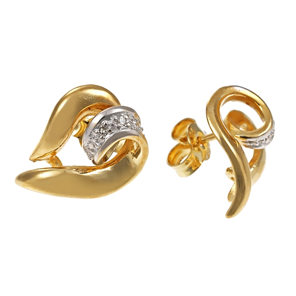 Ohrstecker, 14K, Gelb-/Weißgold, Diamanten