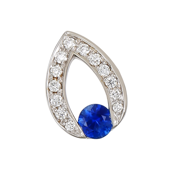 Anhänger, 18K, Weißgold, Saphir, Brillanten