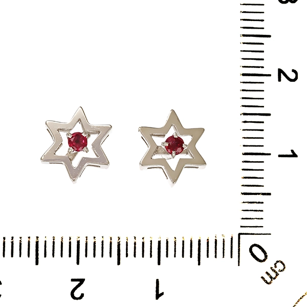 Ohrstecker, 14K, Weißgold, Rubine