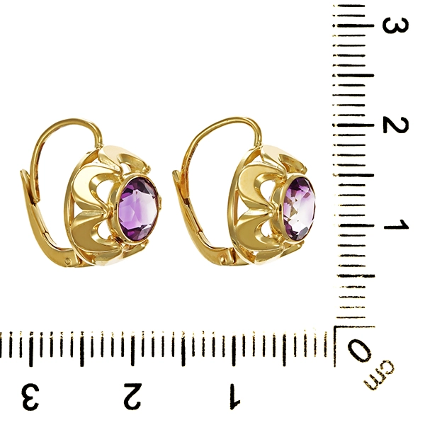 Ohrhänger, 14K, Gelbgold, Amethyste