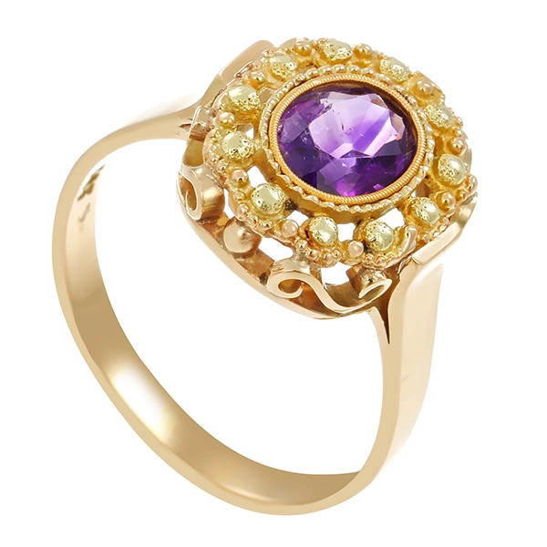 Ring, 14K, Gelbgold, Amethyst