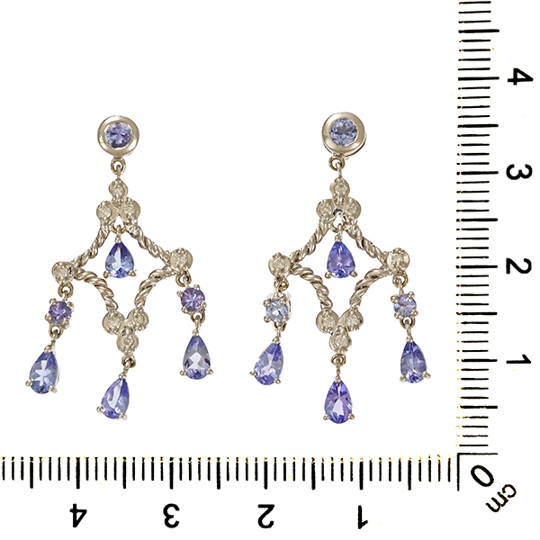 Steckhänger, 14K, Weißgold, Tansanit, Brillant