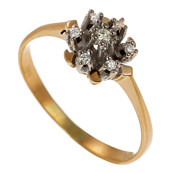 Diamantring, 14K, Gelb-/Weißgold, Brillanten